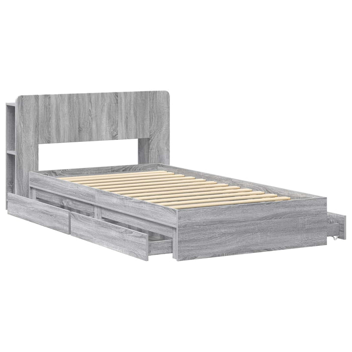 Cadru de pat cu depozitare cu sertar Sonoma gri 90 x 190 cm - WALTI WALTI