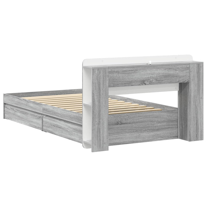 Cadru de pat cu depozitare cu sertar Sonoma gri 90 x 190 cm - WALTI WALTI