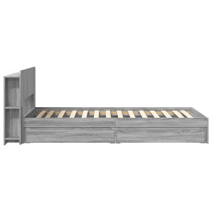 Cadru de pat cu depozitare cu sertar Sonoma gri 90 x 190 cm - WALTI WALTI