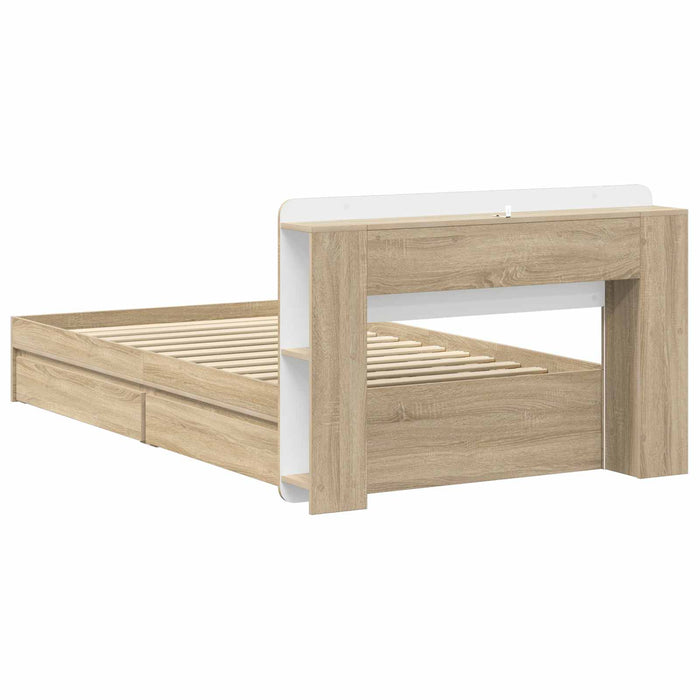 Cadru de pat cu depozitare cu sertar Stejar Sonoma 90 x 190 cm - WALTI WALTI