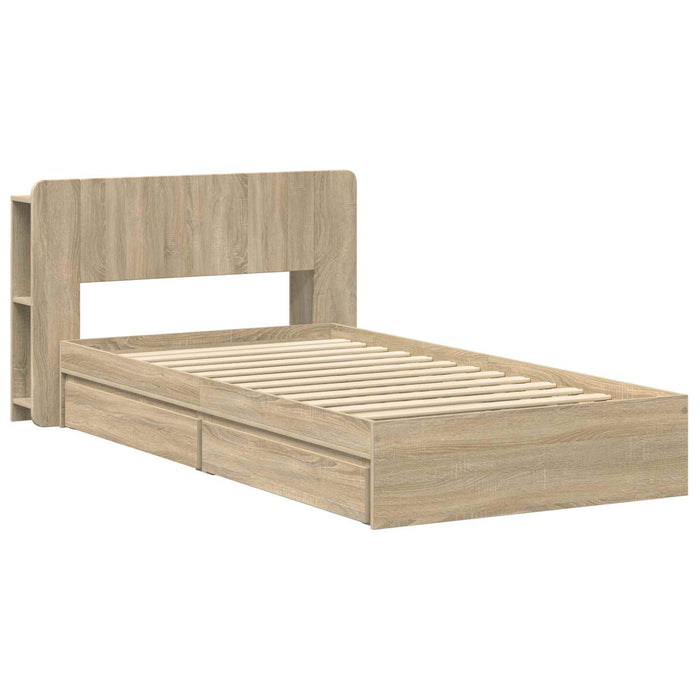 Cadru de pat cu depozitare cu sertar Stejar Sonoma 90 x 200 cm - WALTI WALTI
