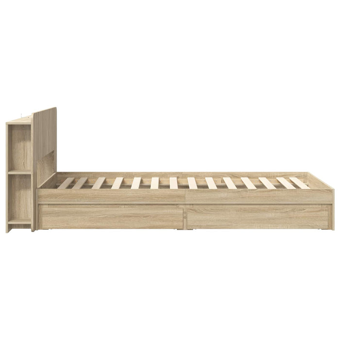 Cadru de pat cu depozitare cu sertar Stejar Sonoma 90 x 200 cm - WALTI WALTI