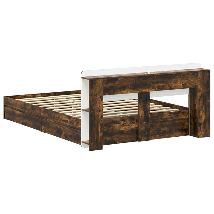 Cadru de pat cu depozitare Stejar fumuriu 135 x 190 cm - WALTI WALTI
