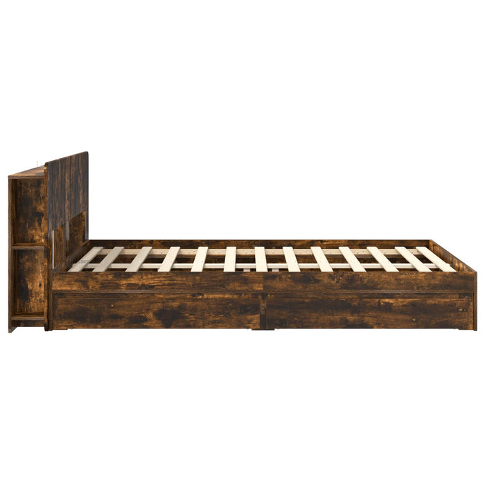 Cadru de pat cu depozitare Stejar fumuriu 135 x 190 cm - WALTI WALTI