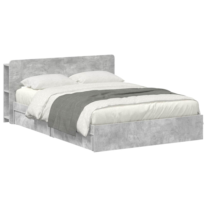 Cadru de pat cu depozitare cu sertar Gri Beton 150 x 200 cm - WALTI WALTI