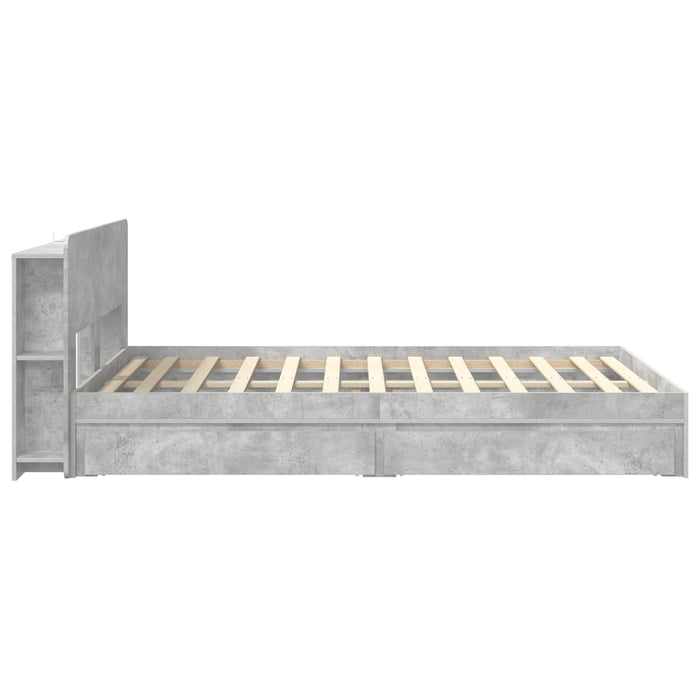 Cadru de pat cu depozitare cu sertar Gri Beton 150 x 200 cm - WALTI WALTI