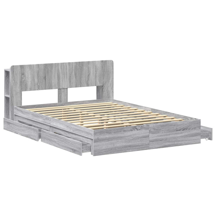 Cadru de pat cu depozitare cu sertar Sonoma gri 150 x 200 cm - WALTI WALTI
