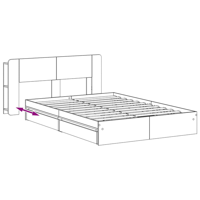 Cadru de pat cu depozitare cu sertar Sonoma gri 150 x 200 cm - WALTI WALTI