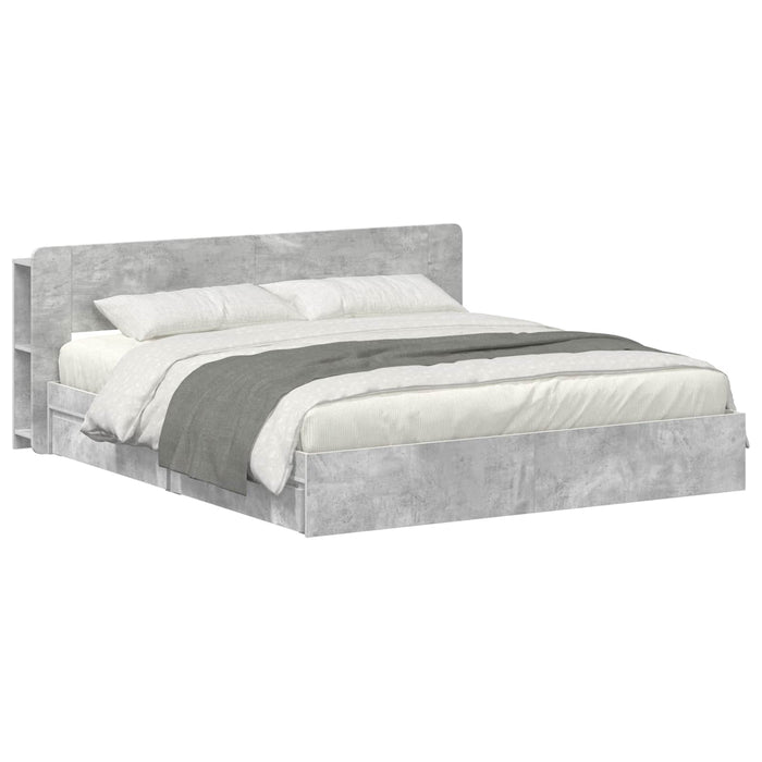 Cadru de pat cu depozitare cu sertar Gri Beton 200 x 200 cm - WALTI WALTI