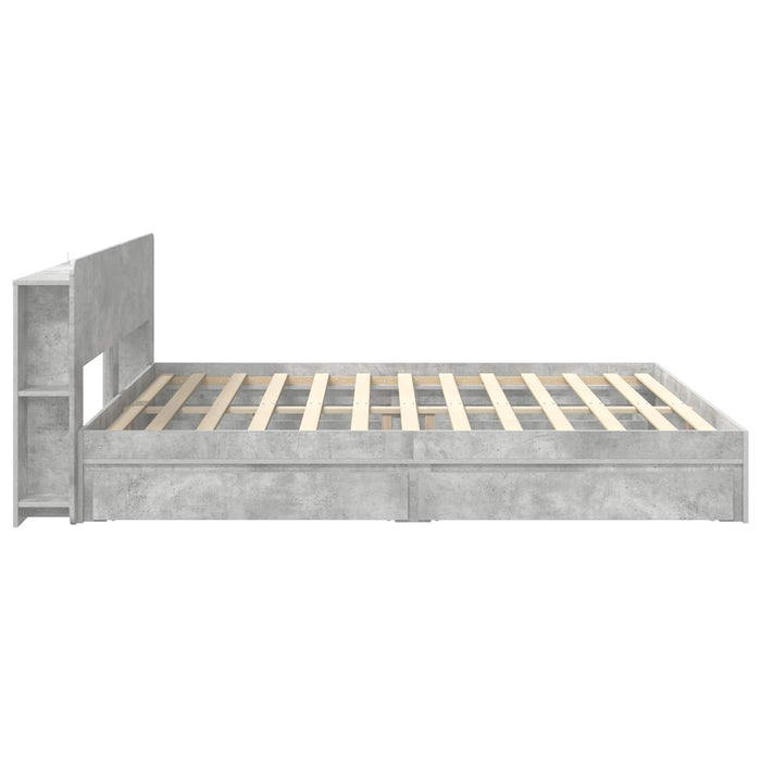 Cadru de pat cu depozitare cu sertar Gri Beton 200 x 200 cm - WALTI WALTI
