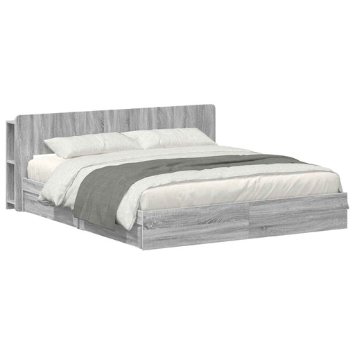 Cadru de pat cu depozitare cu sertar Sonoma gri 200 x 200 cm - WALTI WALTI