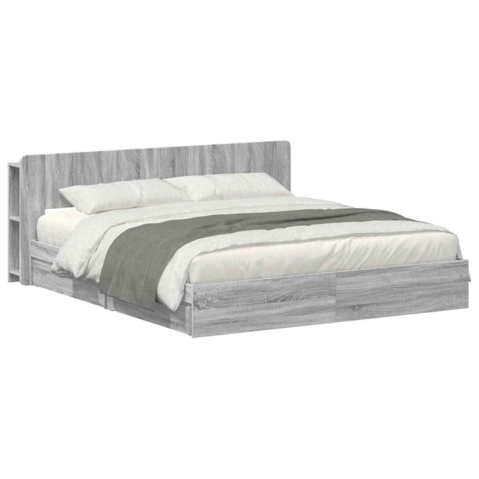 Cadru de pat cu depozitare cu sertar Sonoma gri 200 x 200 cm - WALTI WALTI