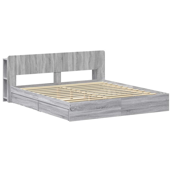 Cadru de pat cu depozitare cu sertar Sonoma gri 200 x 200 cm - WALTI WALTI
