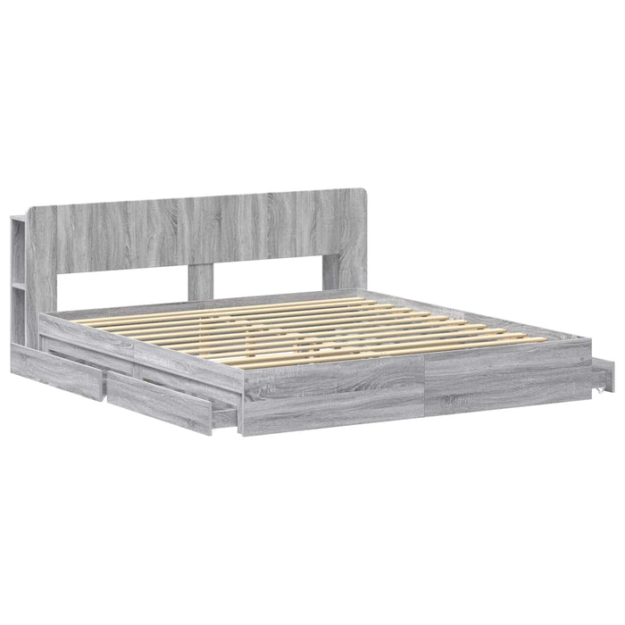 Cadru de pat cu depozitare cu sertar Sonoma gri 200 x 200 cm - WALTI WALTI