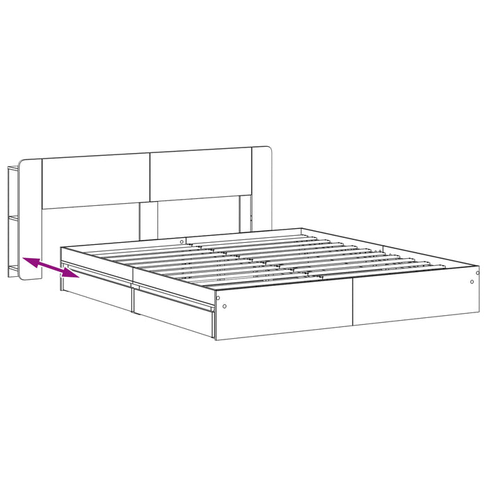 Cadru de pat cu depozitare cu sertar Sonoma gri 200 x 200 cm - WALTI WALTI