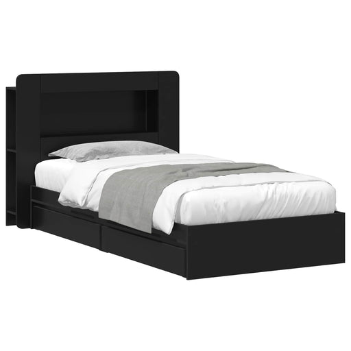 Cadru de pat cu depozitare Negru 75 x 190 cm Lemn prelucrat - WALTI WALTI