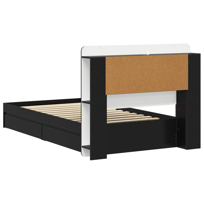 Cadru de pat cu depozitare Negru 75 x 190 cm Lemn prelucrat - WALTI WALTI