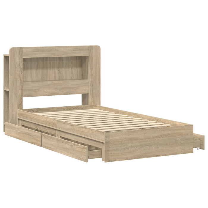 Cadru de pat cu depozitare cu sertar Stejar Sonoma 75 x 190 cm - WALTI WALTI