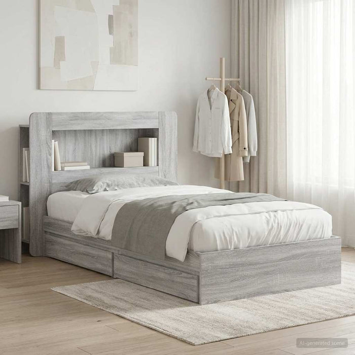 Cadru de pat cu depozitare cu sertar Sonoma gri 80 x 200 cm WALTI