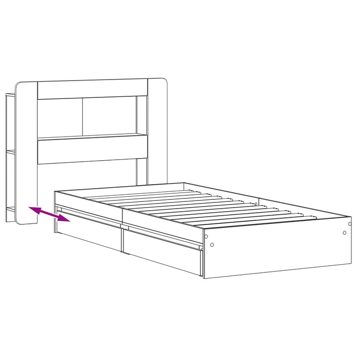 Cadru de pat cu depozitare Alb 80 x 200 cm Lemn prelucrat - WALTI WALTI