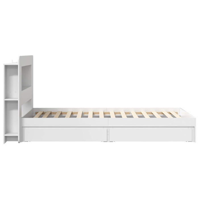 Cadru de pat cu depozitare Alb 80 x 200 cm Lemn prelucrat - WALTI WALTI