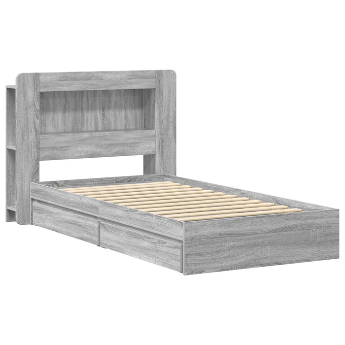 Cadru de pat cu depozitare cu sertar Sonoma gri 90 x 190 cm - WALTI WALTI