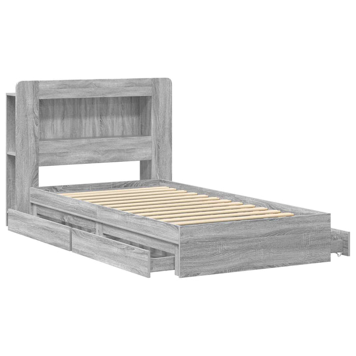 Cadru de pat cu depozitare cu sertar Sonoma gri 100 x 200 cm - WALTI WALTI