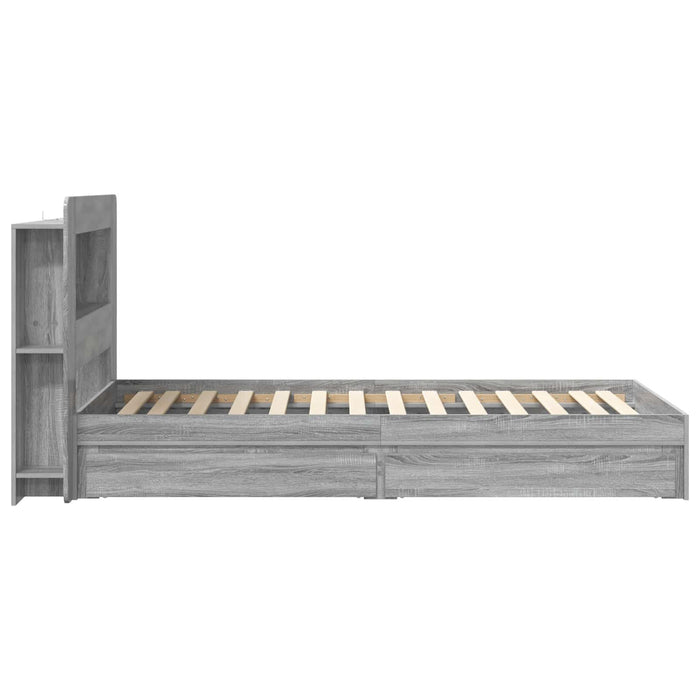 Cadru de pat cu depozitare cu sertar Sonoma gri 100 x 200 cm - WALTI WALTI