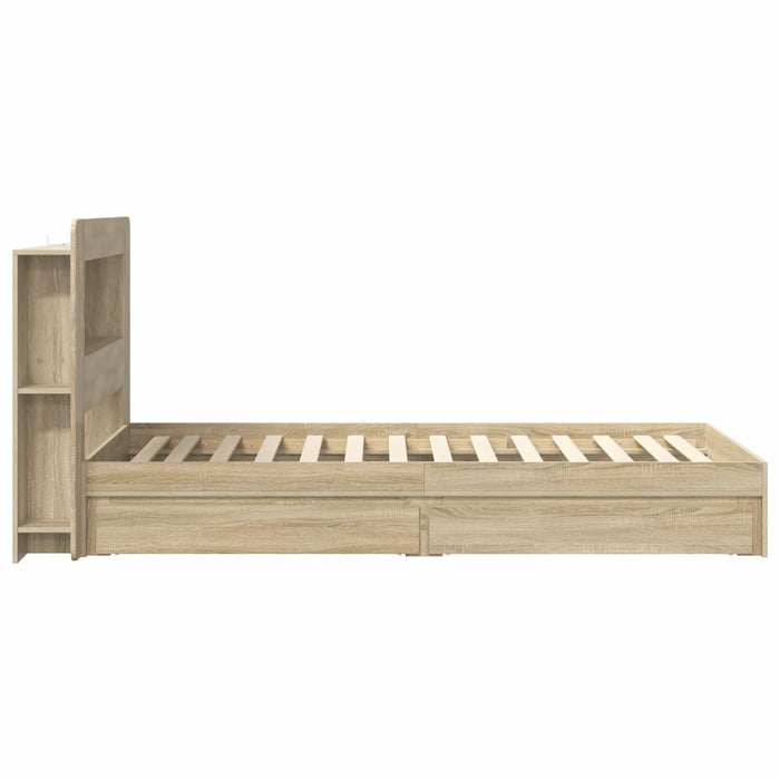 Cadru de pat cu depozitare cu sertar Stejar Sonoma 100 x 200 cm - WALTI WALTI