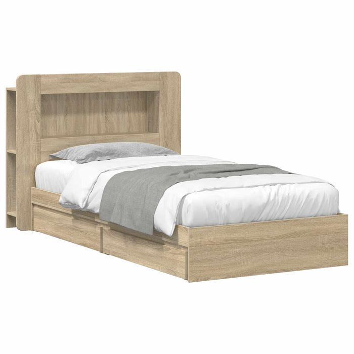 Cadru de pat cu depozitare cu sertar Stejar Sonoma 90 x 200 cm - WALTI WALTI