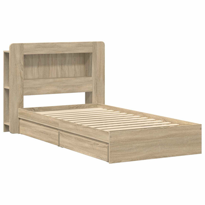 Cadru de pat cu depozitare cu sertar Stejar Sonoma 90 x 200 cm - WALTI WALTI