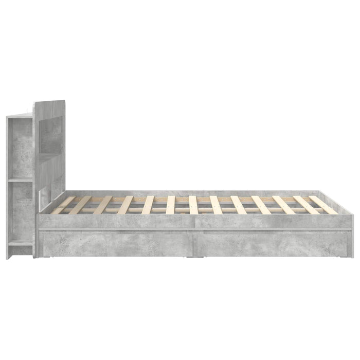 Cadru de pat cu depozitare cu sertar Gri Beton 135 x 190 cm - WALTI WALTI