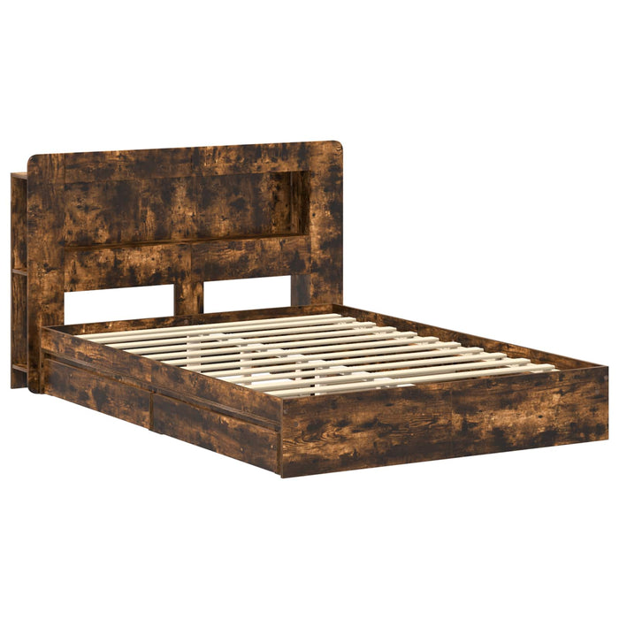 Cadru de pat cu depozitare Stejar fumuriu 135 x 190 cm - WALTI WALTI