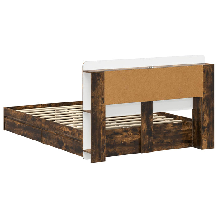 Cadru de pat cu depozitare Stejar fumuriu 135 x 190 cm - WALTI WALTI