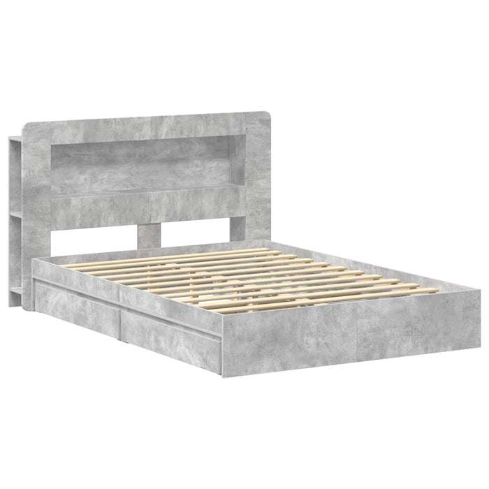 Cadru de pat cu depozitare cu sertar Gri Beton 150 x 200 cm - WALTI WALTI
