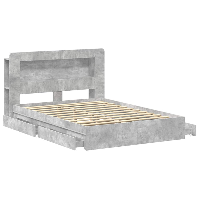 Cadru de pat cu depozitare cu sertar Gri Beton 150 x 200 cm - WALTI WALTI