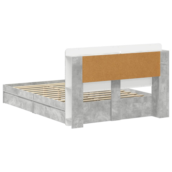 Cadru de pat cu depozitare cu sertar Gri Beton 150 x 200 cm - WALTI WALTI