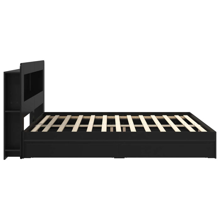 Cadru de pat cu depozitare Negru 200 x 200 cm Lemn prelucrat - WALTI WALTI