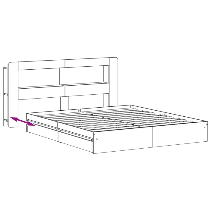 Cadru de pat cu depozitare cu sertar Sonoma gri 200 x 200 cm - WALTI WALTI