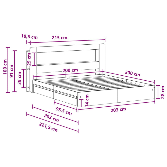 Cadru de pat cu depozitare cu sertar Sonoma gri 200 x 200 cm - WALTI WALTI