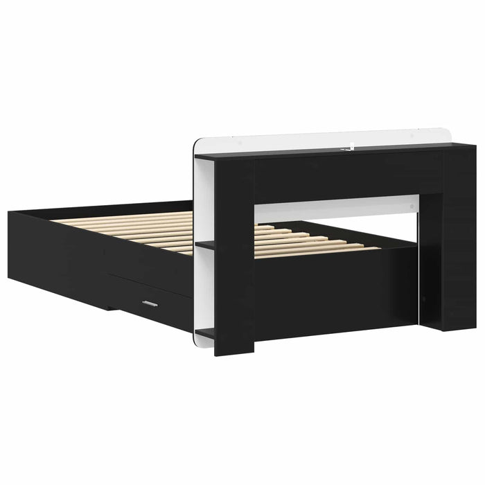 Cadru de pat cu depozitare Negru 75 x 190 cm Lemn prelucrat - WALTI WALTI