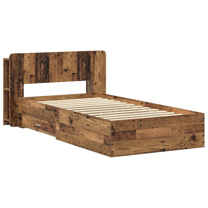 Cadru de pat cu depozitare cu headboard Lemn vechi 80 x 200 cm - WALTI WALTI