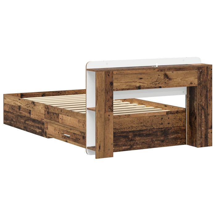Cadru de pat cu depozitare cu headboard Lemn vechi 80 x 200 cm - WALTI WALTI