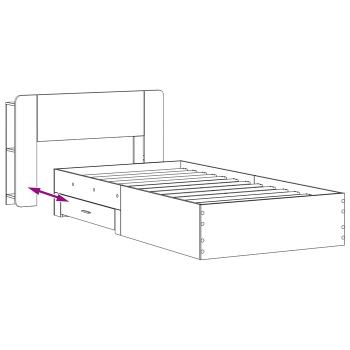 Cadru de pat cu depozitare cu headboard Lemn vechi 80 x 200 cm - WALTI WALTI