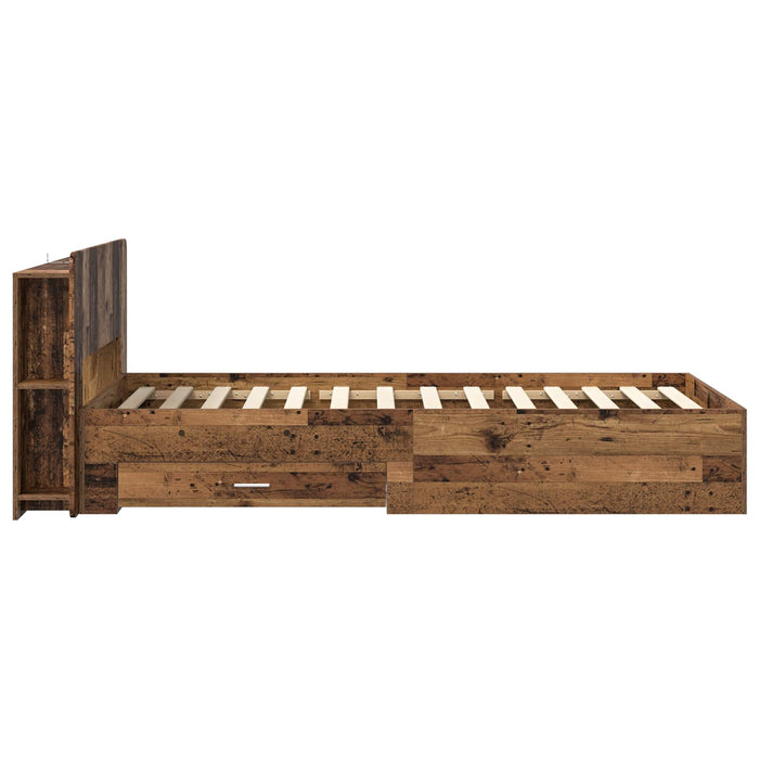 Cadru de pat cu depozitare cu headboard Lemn vechi 80 x 200 cm - WALTI WALTI