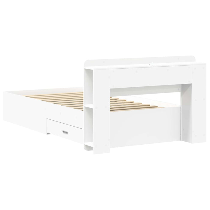 Cadru de pat cu depozitare Alb 80 x 200 cm Lemn prelucrat - WALTI WALTI