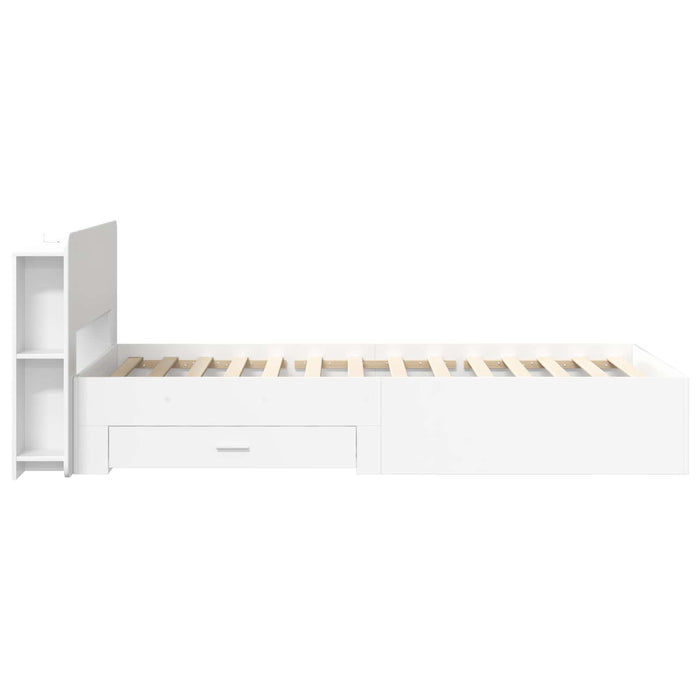 Cadru de pat cu depozitare Alb 80 x 200 cm Lemn prelucrat - WALTI WALTI