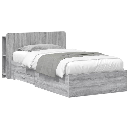 Cadru de pat cu depozitare cu headboard Sonoma gri 90 x 190 cm - WALTI WALTI
