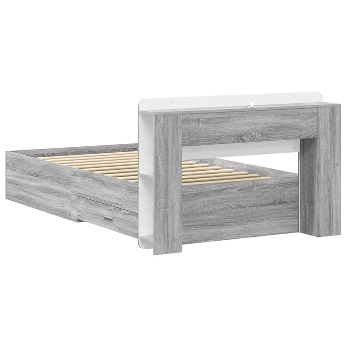 Cadru de pat cu depozitare cu headboard Sonoma gri 90 x 190 cm - WALTI WALTI