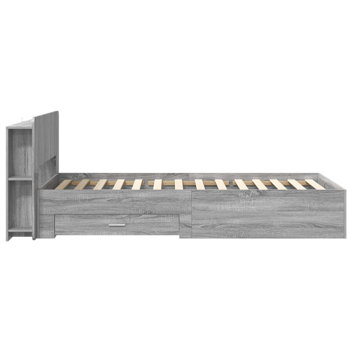 Cadru de pat cu depozitare cu headboard Sonoma gri 90 x 190 cm - WALTI WALTI